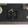 Mexen Gaspar granite sink 1.5-bowl with drainer and kitchen faucet Aster, black - 6507-77-73450-57-B