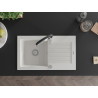 Mexen Pablo granite single-bowl sink with drainer and kitchen faucet Aster, white - 6510-20-73450-07