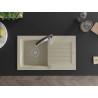 Mexen Pablo granite sink 1-bowl with drainer and Aster kitchen faucet, beige - 6510-69-73450-07
