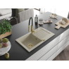 Mexen Pablo granite kitchen sink single-bowl with drainer and Aster kitchen faucet, beige - 6510-69-73450-57-G