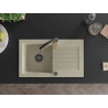 Mexen Pablo granite kitchen sink 1-bowl with drainer and Aster kitchen faucet, beige - 6510-69-73450-57-B