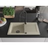 Mexen Pablo granite single-bowl sink with drainer and Aster kitchen faucet, beige - 6510-69-73450-70-B