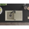 Mexen Pablo granite single-bowl sink with drainer and Aster kitchen faucet, beige - 6510-69-73450-70-B
