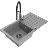 Mexen Pablo 1-bowl granite sink with drainer and kitchen faucet Aster, gray - 6510-71-73450-07-B