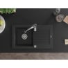 Mexen Pablo 1-compartment granite sink with a drip tray and kitchen mixer tap Aster, Black/Silver metallic - 6510-73-73450-07