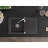 Mexen Pablo 1-bowl Granite Sink with Drainer and Aster Kitchen Faucet, Speckled Black - 6510-76-73450-07