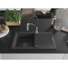 Mexen Pablo granite kitchen sink 1-bowl with drainer and kitchen faucet Aster, black speckled - 6510-76-73450-07-B