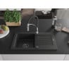 Mexen Pablo 1-compartment granite sink with a drip tray and kitchen mixer tap Aster, Black - 6510-77-73450-07-B