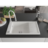 Mexen Elias 1-bowl granite sink with drainer and Aster kitchen faucet, white - 6511-20-73450-02