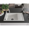 Mexen Elias 1-compartment granite sink with a drip tray and kitchen mixer tap Aster, White - 6511-20-73450-07-B