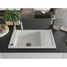 Mexen Elias granite kitchen sink 1-bowl with drainer and Aster kitchen faucet, white - 6511-20-73450-07-B