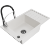 Mexen Elias granite sink 1-bowl with drainer and kitchen tap Aster, white - 6511-20-73450-07-B