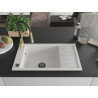 Mexen Elias 1-bowl granite sink with drainer and kitchen faucet Aster, white - 6511-20-73450-57-B