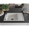 Mexen Elias 1-bowl granite sink with drainer and Aster kitchen faucet, white - 6511-20-73450-70-B