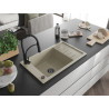 Mexen Elias granite kitchen sink 1-bowl with drainer and kitchen faucet Aster, beige - 6511-69-73450-70-B