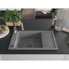 Mexen Elias granite kitchen sink 1-bowl with drainer and Aster kitchen faucet, gray - 6511-71-73450-07-B