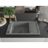 Mexen Elias 1-bowl granite sink with drainer and Aster kitchen faucet, gray - 6511-71-73450-57-B