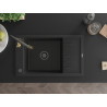 Mexen Elias granit sink single bowl with drainer and kitchen faucet Aster, black/silver metallic - 6511-73-73450-57-B
