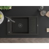 Mexen Elias granite kitchen sink single-bowl with drainer and Aster kitchen faucet, black/golden metallic - 6511-75-73450-07-B