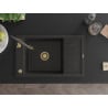 Mexen Elias granite sink with 1-bowl, drainer, and kitchen faucet Aster, black/gold metallic - 6511-75-73450-57-G