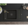 Mexen Elias granite sink 1-bowl with drainer and kitchen faucet Aster, black/gold metallic - 6511-75-73450-57-B
