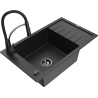 Mexen Elias 1-compartment granite sink with a drip tray and kitchen mixer tap Aster, Black/Gold metallic - 6511-75-73450-70-B