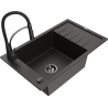 Mexen Elias granite single-bowl kitchen sink with drainer and kitchen faucet Aster, black/gold metallic - 6511-75-73450-70-B