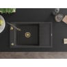 Mexen Elias granite single-bowl sink with drainer and kitchen faucet Aster, black speckled - 6511-76-73450-57-G