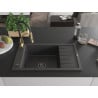 Mexen Elias 1-Bowl Granite Sink with Drainer and Aster Kitchen Faucet, Speckled Black - 6511-76-73450-57-B