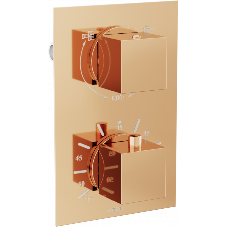 Mexen Cube 2-outlet thermostatic bathtub and shower mixer tap, Rose gold - 77502-60