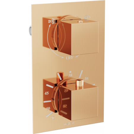 Mexen Cube thermostatic bathtub-shower 2-outlet faucet, rose gold - 77502-60