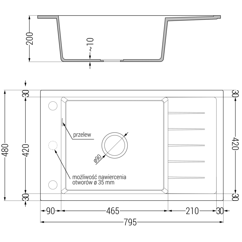 Mexen Elias single-bowl granite sink with drainer and Aster kitchen tap, black - 6511-77-73450-07-B