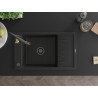 Mexen Elias granite kitchen sink with one basin, drainer, and Aster faucet, black - 6511-77-73450-57-B