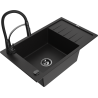 Mexen Elias 1-compartment granite sink with a drip tray and kitchen mixer tap Aster, Black - 6511-77-73450-70-B