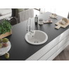 Mexen Diego granite kitchen sink 1-bowl with Aster kitchen faucet, white - 6512-20-73450-02