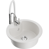 Mexen Diego granite kitchen sink 1-bowl with Aster kitchen faucet, white - 6512-20-73450-02