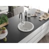 Mexen Diego 1-bowl granite sink with Aster kitchen faucet, white - 6512-20-73450-07
