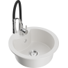 Mexen Diego 1-bowl granite sink with Aster kitchen faucet, white - 6512-20-73450-07