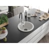 Mexen Diego granite kitchen sink 1-bowl with Aster kitchen faucet, white - 6512-20-73450-07-B
