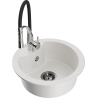 Mexen Diego 1-bowl granite sink with Aster kitchen faucet, white - 6512-20-73450-07-B