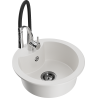 Mexen Diego granite kitchen sink 1-bowl with Aster kitchen faucet, white - 6512-20-73450-07-B