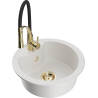 Mexen Diego 1-compartment granite sink with a kitchen mixer tap Aster, White - 6512-20-73450-57-G