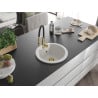 Mexen Diego 1-bowl granite sink with Aster kitchen tap, white - 6512-20-73450-57-G