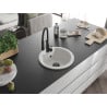 Mexen Diego 1-bowl granite kitchen sink with Aster kitchen faucet, white - 6512-20-73450-70-B