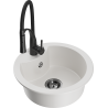 Mexen Diego 1-bowl granite kitchen sink with Aster kitchen faucet, white - 6512-20-73450-70-B