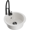 Mexen Diego 1-bowl granite sink with Aster kitchen faucet, white - 6512-20-73450-70-B