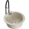 Mexen Diego 1-bowl granite sink with Aster kitchen faucet, beige - 6512-69-73450-07
