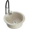 Mexen Diego granite kitchen sink 1-bowl with Aster kitchen faucet, beige - 6512-69-73450-07