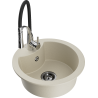 Mexen Diego 1-bowl granite sink with Aster kitchen faucet, beige - 6512-69-73450-07-B