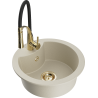 Mexen Diego 1-Bowl Granite Kitchen Sink with Aster Kitchen Tap, Beige - 6512-69-73450-57-G